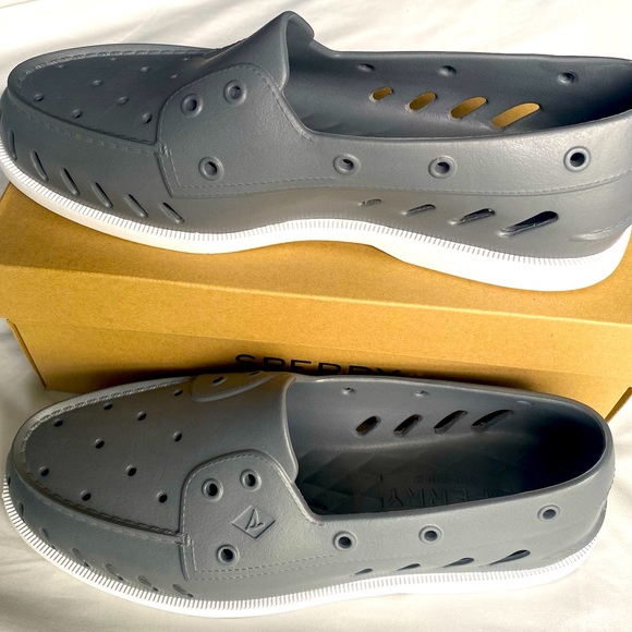 NWT Sperry A/O Float Gray Boat Shoes Size 12 MLightweight Slip-on Vent… - Picture 2 of 14